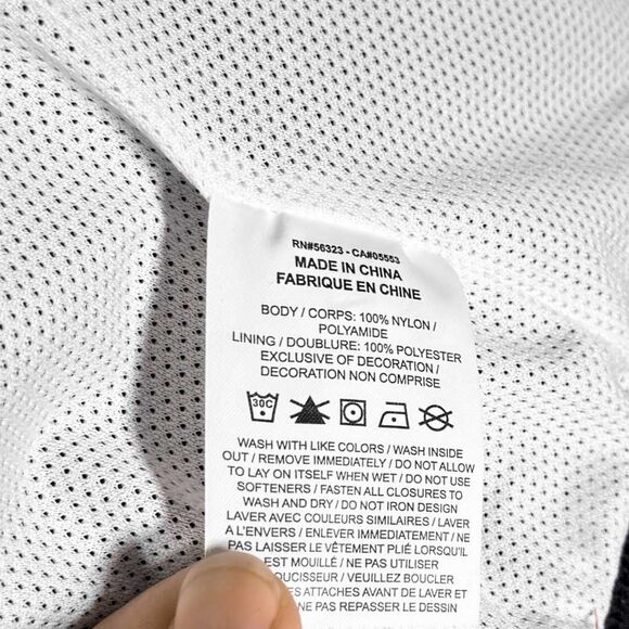 Vintage 90s Nike Double Swoosh Windbreaker Jacket Black Hooded Spell Out Medium - Picture 5 of 10